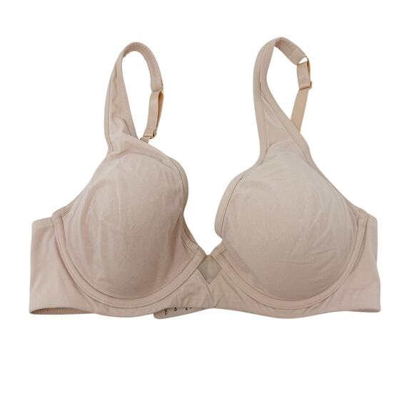 ThirdLove 38B Cream Taupe 24/7 Cotton Plunge Bra Wired Non Slip Strap Adjustable - Picture 1 of 7